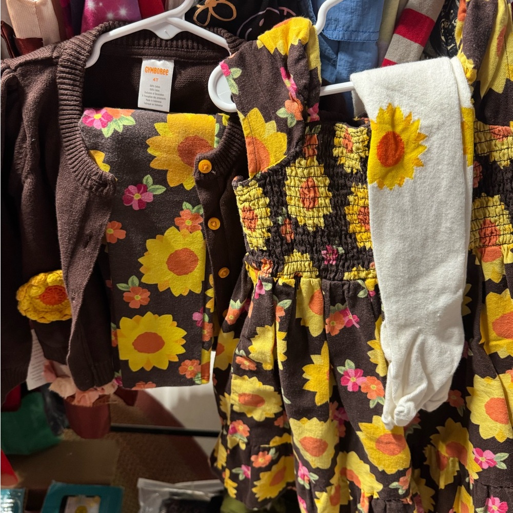 Gymboree Brown and Yellow Sunflower Dress Set